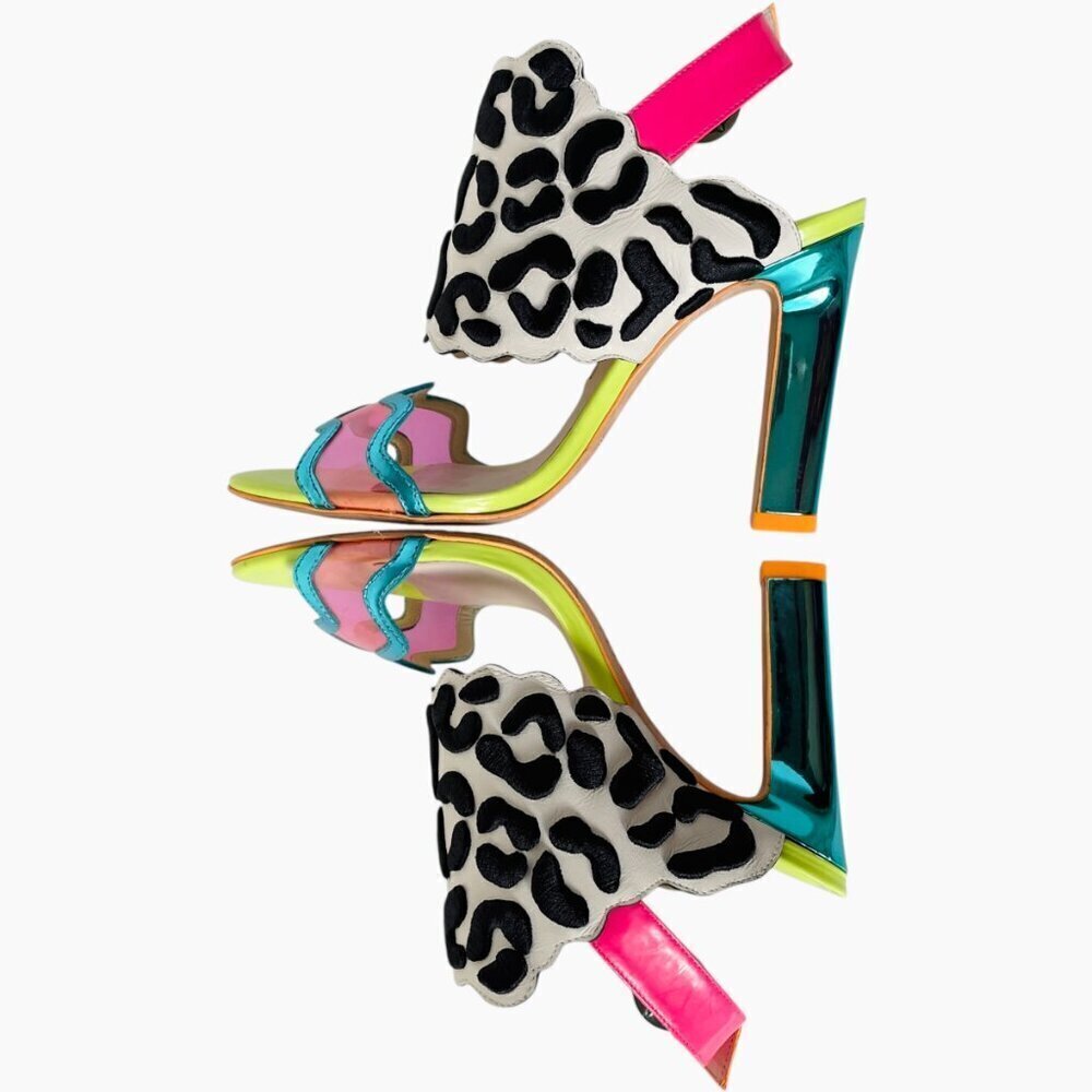 Sophia Webster Dionne Multicolor Leopard Print Heels Sandals - Picture 6 of 13